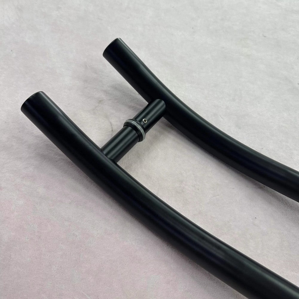 A201 S-Shape Matte Black Glass Door Handle