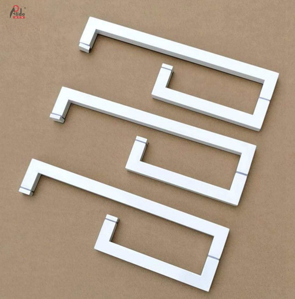 A222-25-25 Square Tube Shower Room Handle - Long & Short Handle - For Shower Room - 8mm Solid Mirror Screws