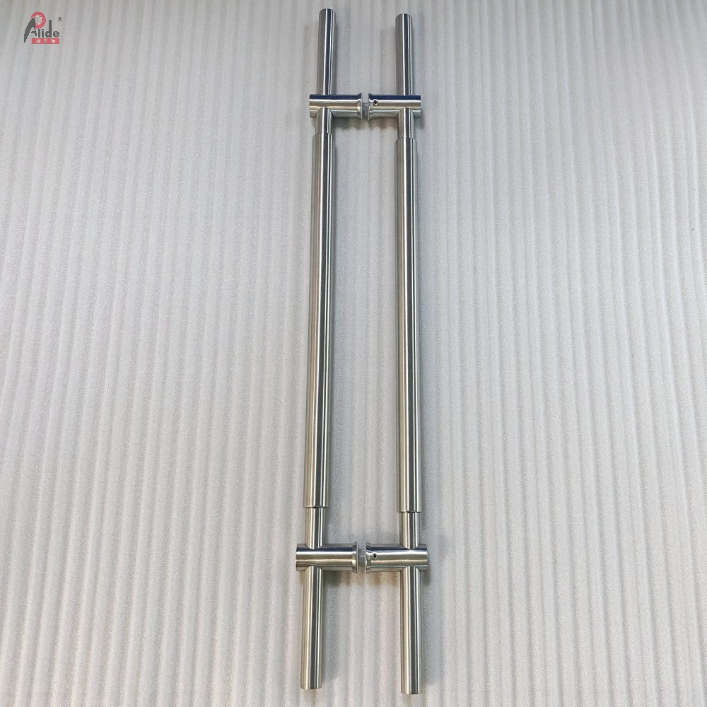 A921 Round Tube Pull Handle - Adjustable Hole Distance - With Middle Sleeve - Glass Door Handle