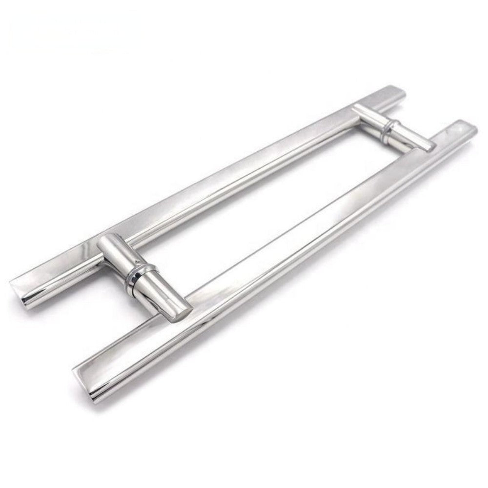 A926 Flat Tube Glass Door Handle with Pin Feet, Bright Finish