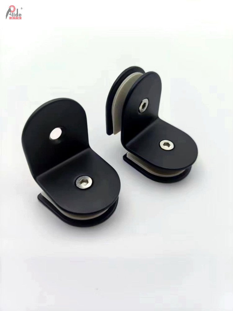 L-01 Matte Black L-Shaped Glass Clamp - Single Hole Stainless Steel Glass Shelf Bracket