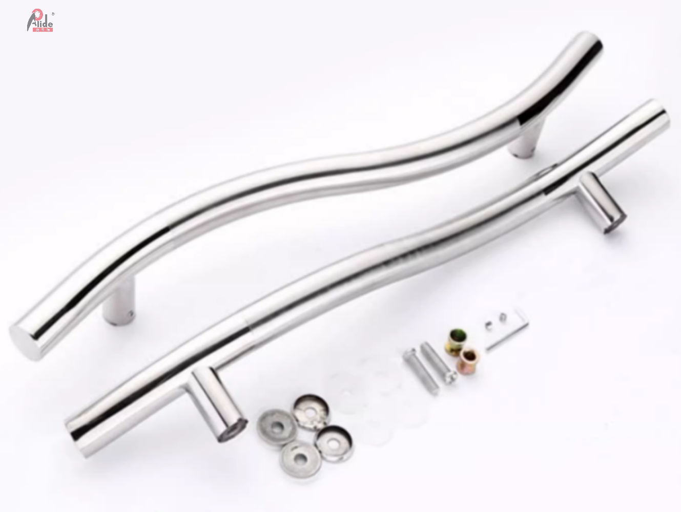 A201 S-Shape Brushed Nickel Glass Door Handle