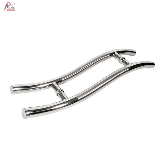 A201 S-Shape Brushed Nickel Glass Door Handle