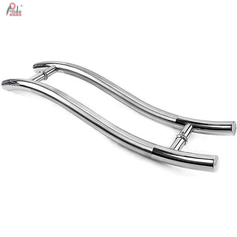 A201 S-Shape Brushed Nickel Glass Door Handle