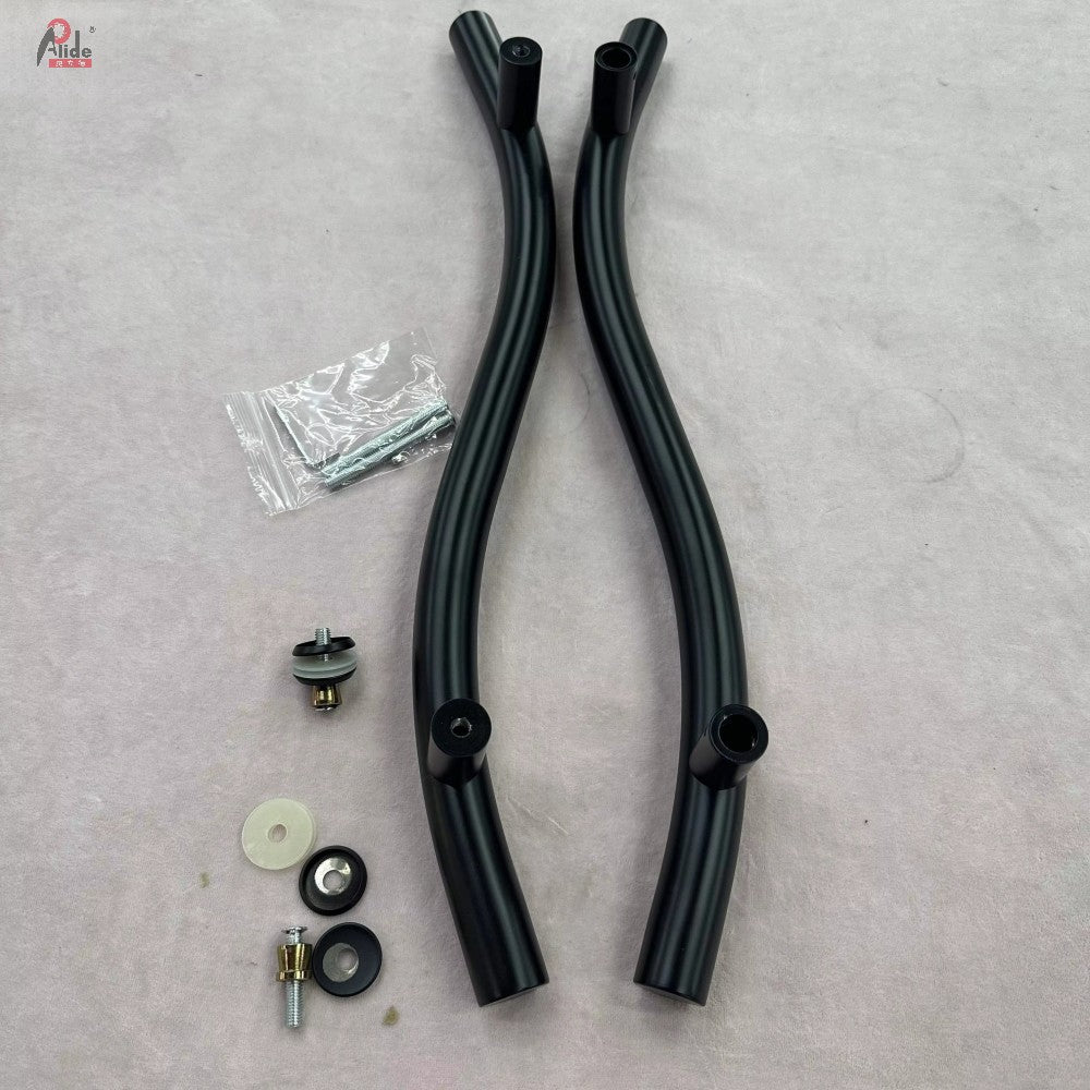 A201 S-Shape Matte Black Glass Door Handle