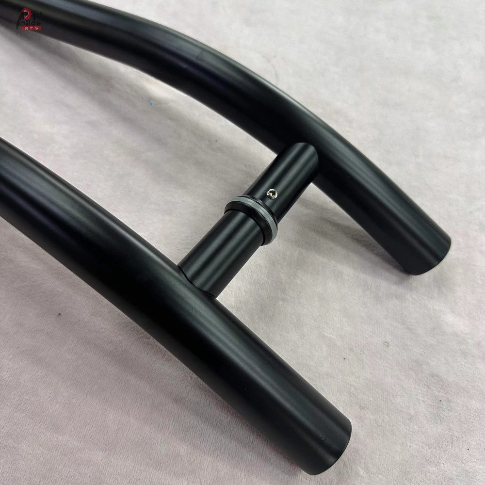 A201 S-Shape Matte Black Glass Door Handle