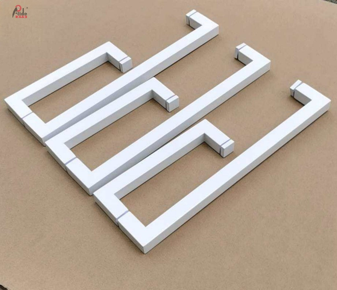 A222-25-25 Square Tube Shower Room Handle - Long & Short Handle - For Shower Room - 8mm Solid Mirror Screws