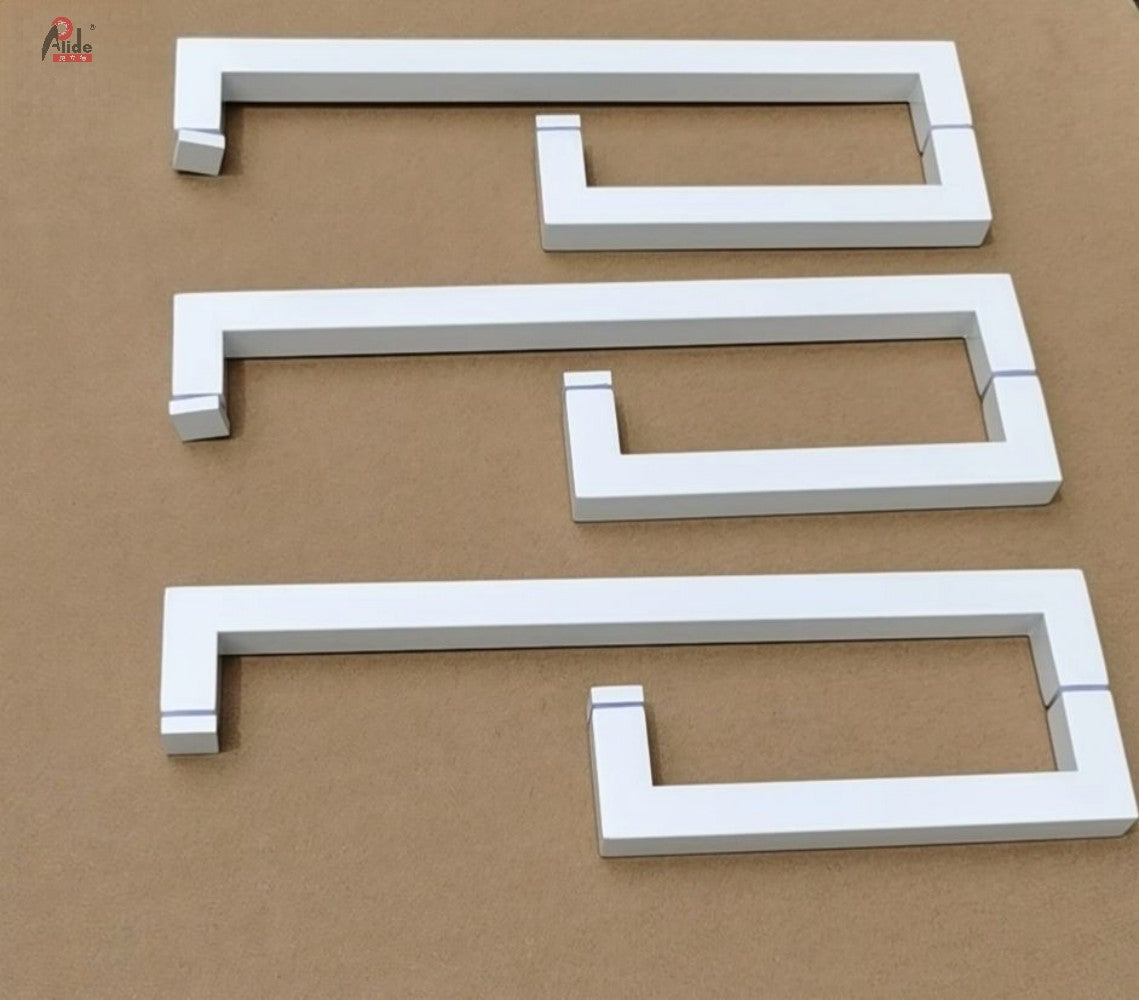 A222-25-25 Square Tube Shower Room Handle - Long & Short Handle - For Shower Room - 8mm Solid Mirror Screws