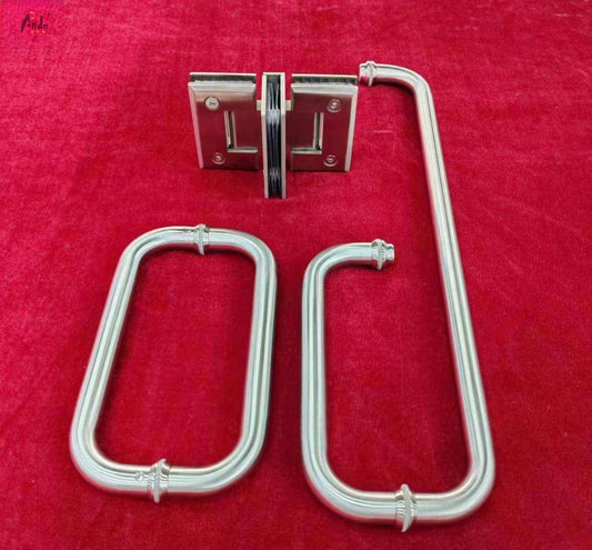 A222-25 Round Tube Bathroom Pull Handle - Long & Short Handle - 3-Hole Handle - With Two-Stage Mirror Screws