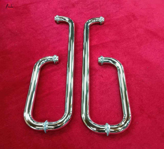 A222-25 Round Tube Bathroom Pull Handle - Long & Short Handle - 3-Hole Handle - With Two-Stage Mirror Screws