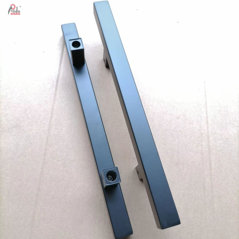 A3075-10-60 H-Shape Square Glass Door Pull Handle - 201 Stainless Steel - Matte Black Finish