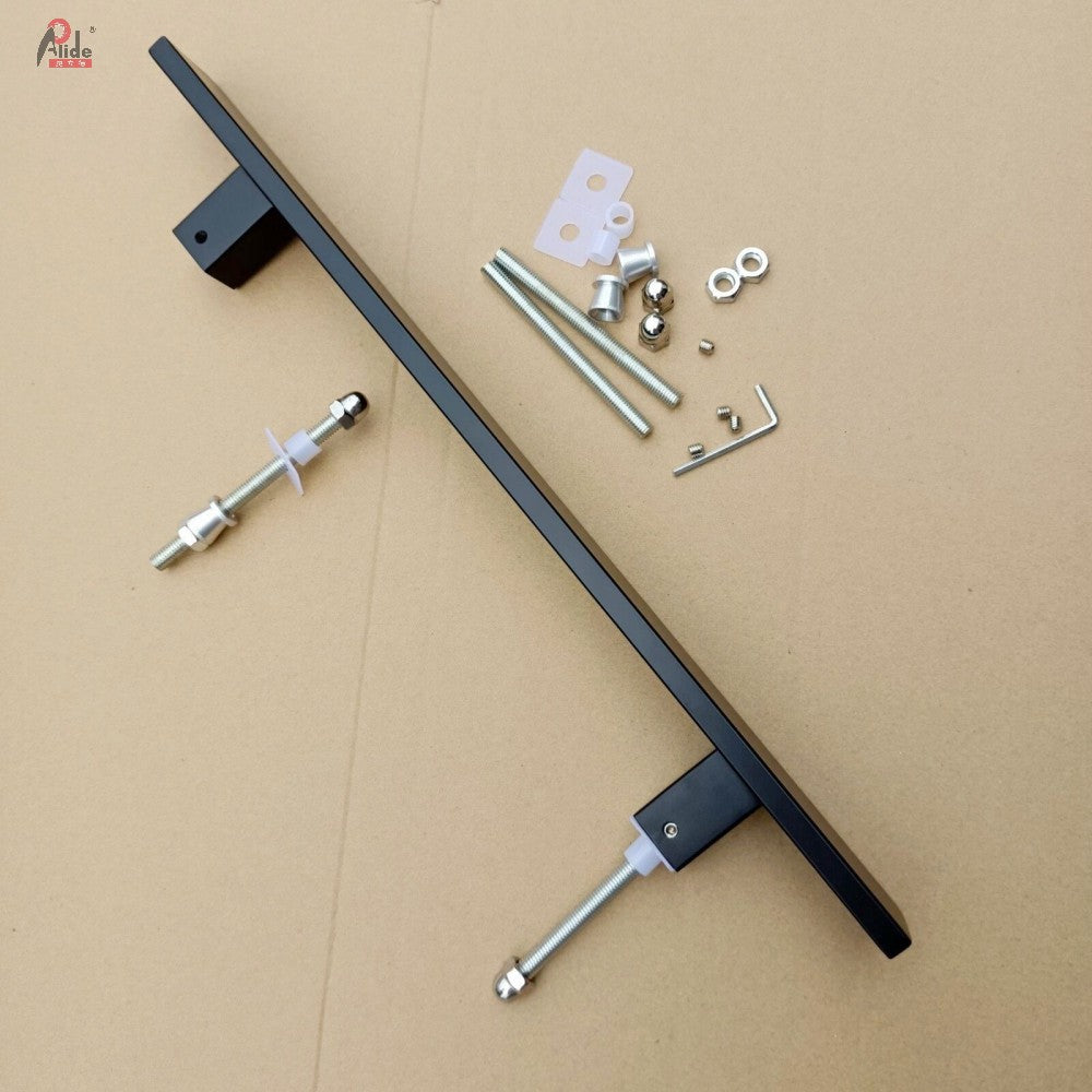 A3075-10-60 H-Shape Square Glass Door Pull Handle - 201 Stainless Steel - Matte Black Finish