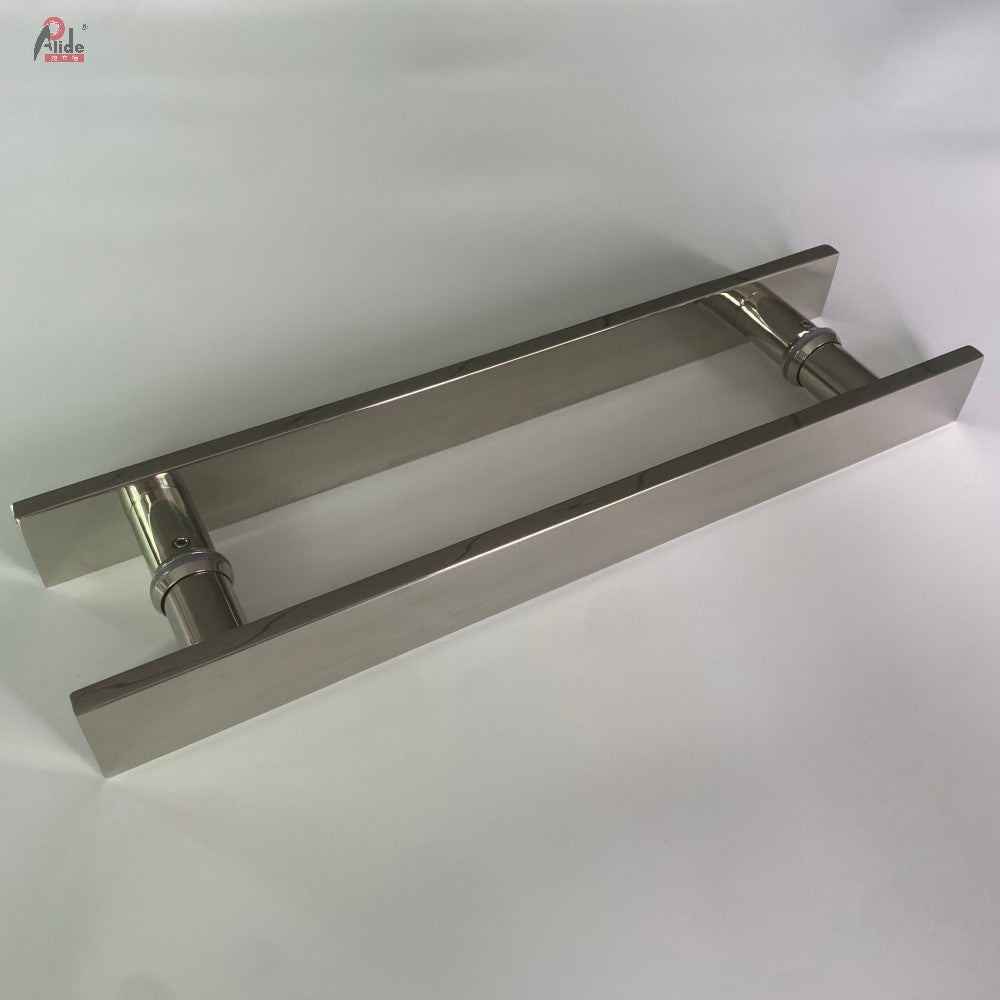 A3075-10-60 H-Shape Square Glass Door Pull Handle - 201 Stainless Steel - Polished Finish