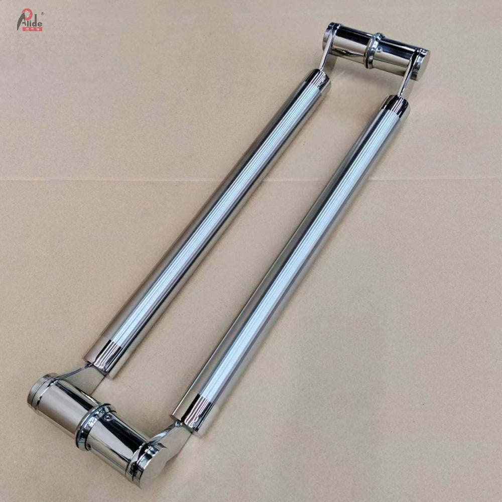 A826 Round Tube Pull Handle with Slanted Feet - Round Tube Knife‑Shaped Plate Pull Handle - For Framed Door - Satin Finish