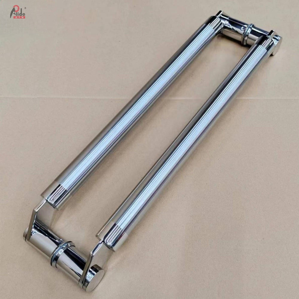 A826 Round Tube Pull Handle with Slanted Feet - Round Tube Knife‑Shaped Plate Pull Handle - For Framed Door - Satin Finish