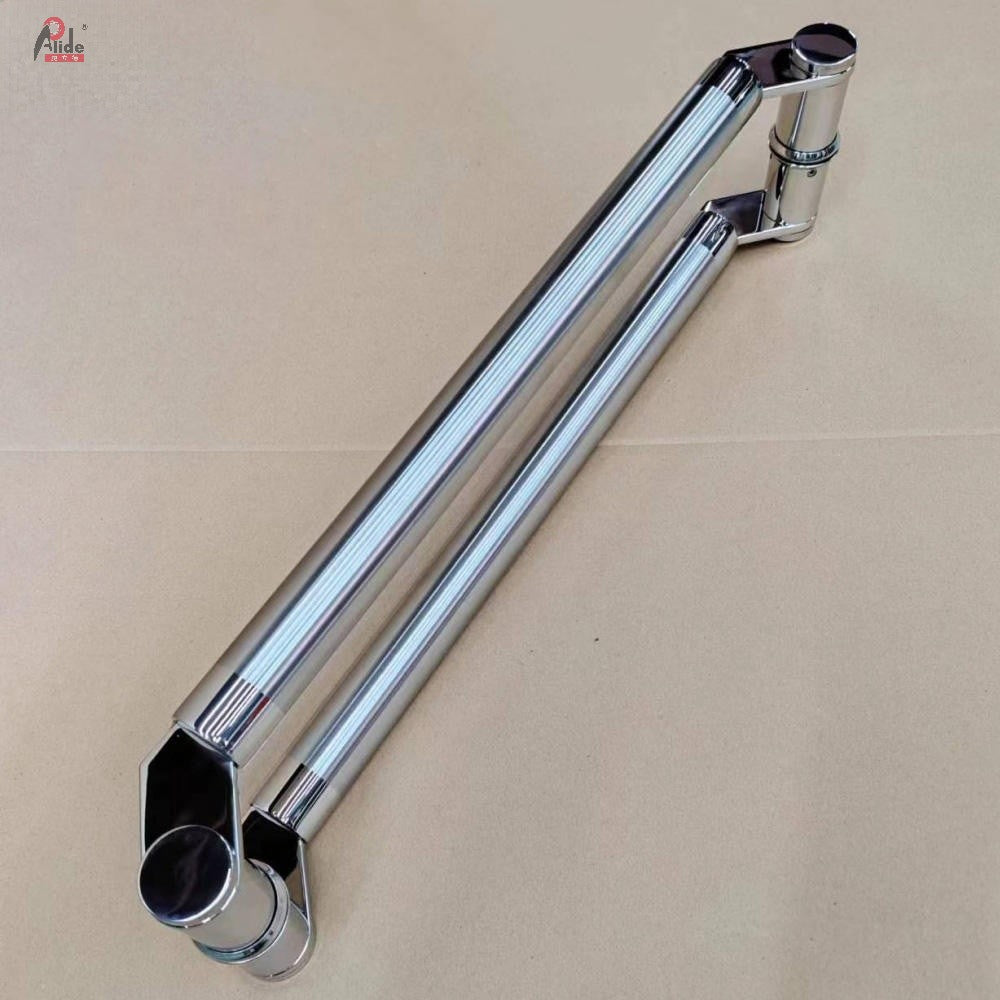 A826 Round Tube Pull Handle with Slanted Feet - Round Tube Knife‑Shaped Plate Pull Handle - For Framed Door - Satin Finish