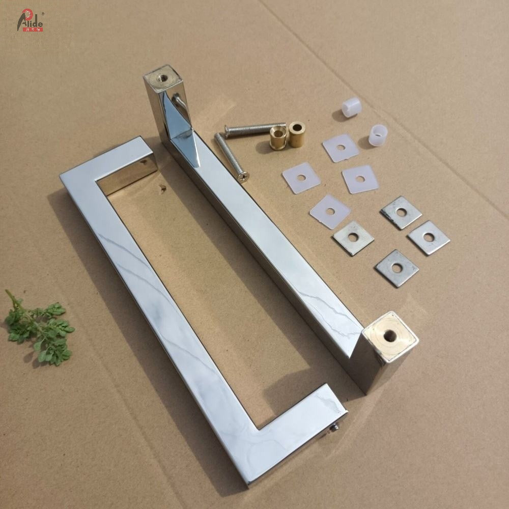 A842-25-25 Square Tube Pull Handle - Single Bend Pair Handle - Office Door Pull Handle