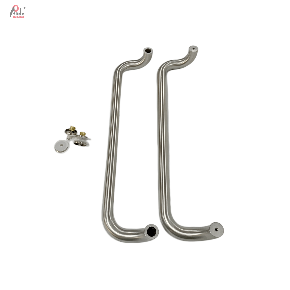 A919-Round Ladder Pull Double Sided  Glass Door Handle Shower Room Handle  Satin Finish