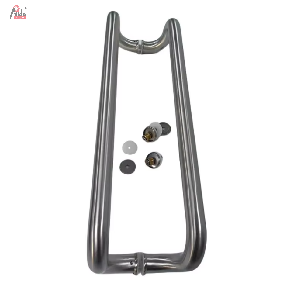 A919-Round Ladder Pull Double Sided  Glass Door Handle Shower Room Handle  Satin Finish