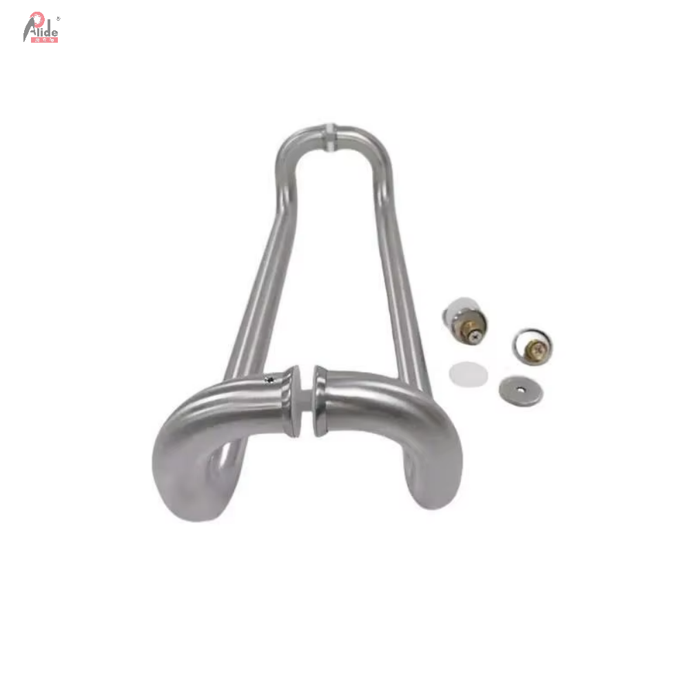 A919-Round Ladder Pull Double Sided  Glass Door Handle Shower Room Handle  Satin Finish