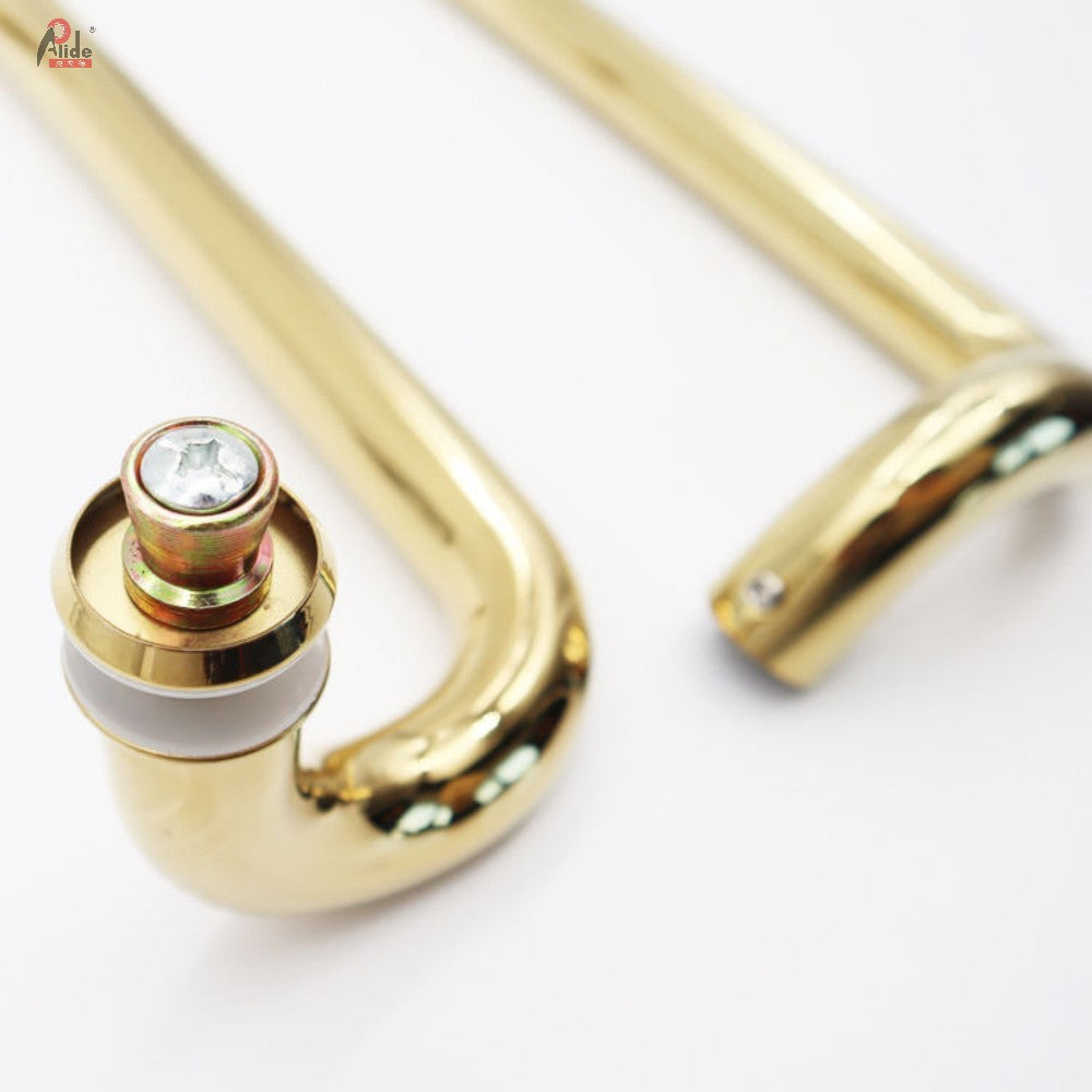 A919-Round Ladder Pull Double Sided  Glass Door Handle Shower Room Handle   pss gold