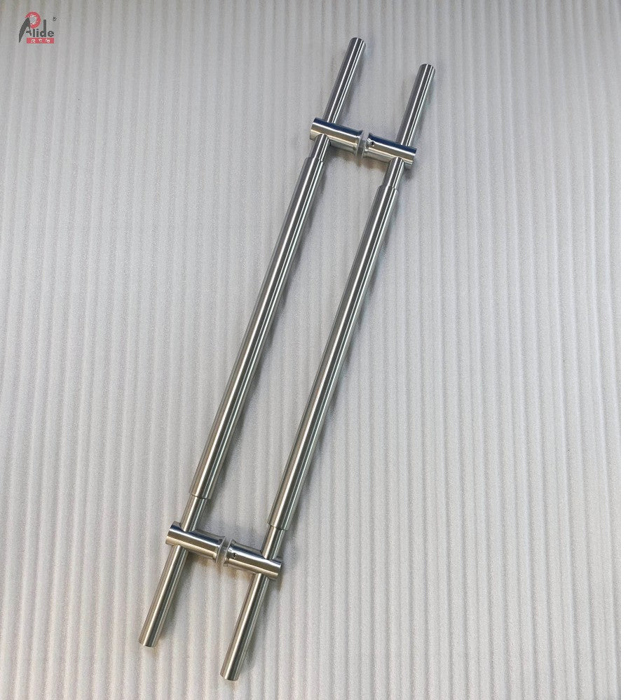 A921 Round Tube Pull Handle - Adjustable Hole Distance - With Middle Sleeve - Glass Door Handle