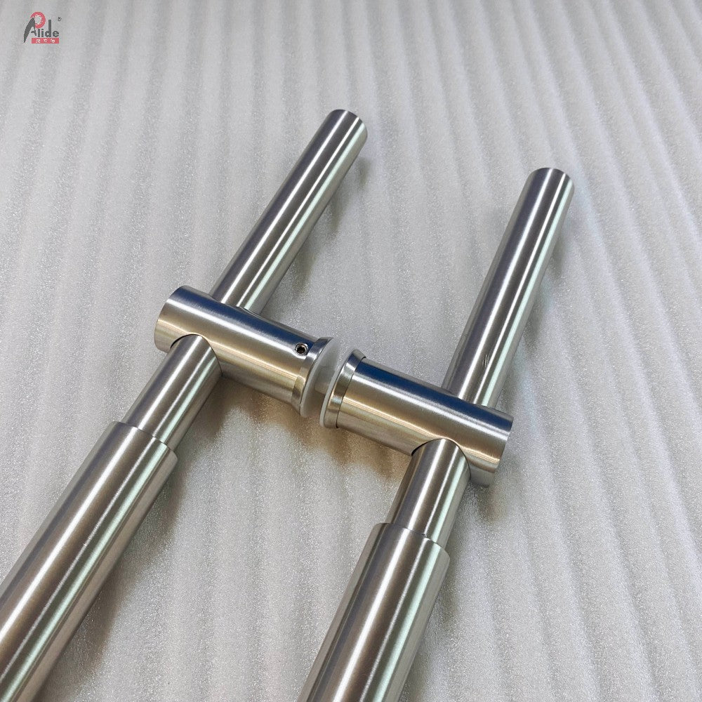 A921 Round Tube Pull Handle - Adjustable Hole Distance - With Middle Sleeve - Glass Door Handle