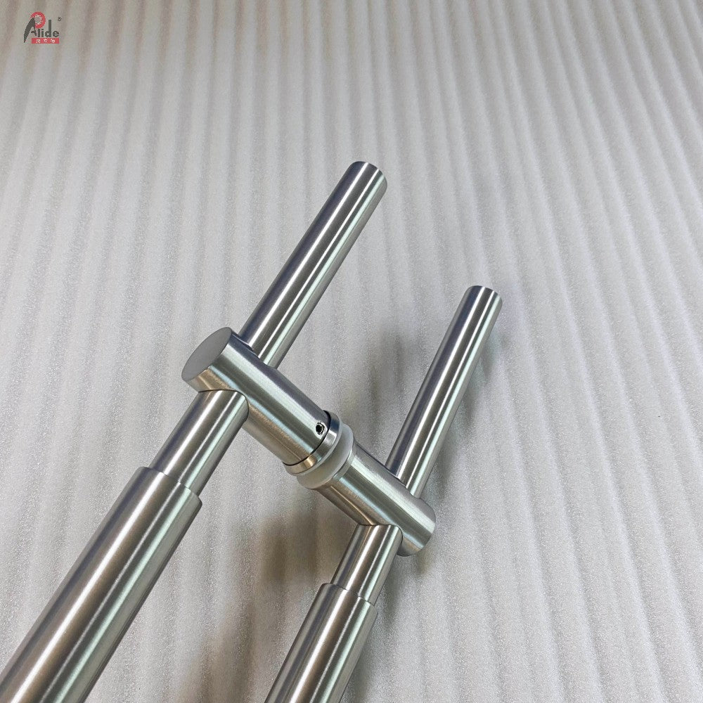 A921 Round Tube Pull Handle - Adjustable Hole Distance - With Middle Sleeve - Glass Door Handle