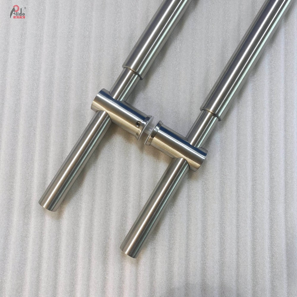 A921 Round Tube Pull Handle - Adjustable Hole Distance - With Middle Sleeve - Glass Door Handle