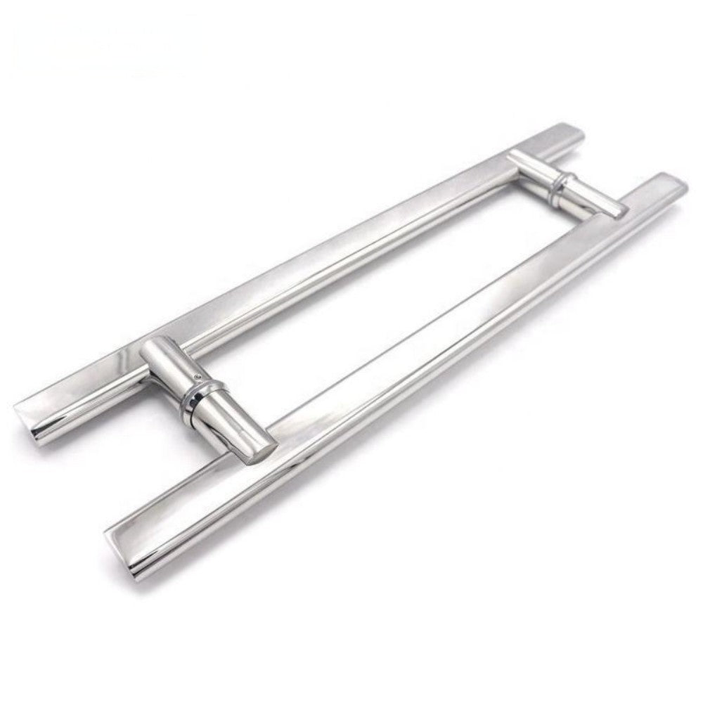 A926 Flat Tube Glass Door Handle with Pin Feet, Bright Finish