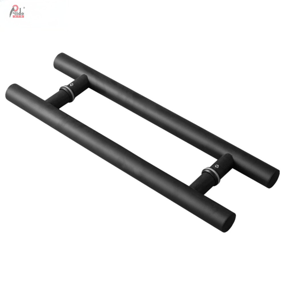 A969 Round Tube Glass Door Pull Handle - 201 Stainless Steel - Matte Black Finish