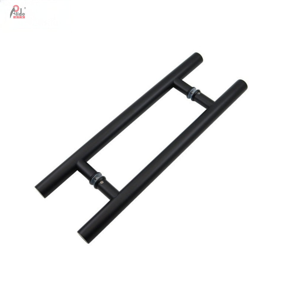A969 Round Tube Glass Door Pull Handle - 201 Stainless Steel - Matte Black Finish
