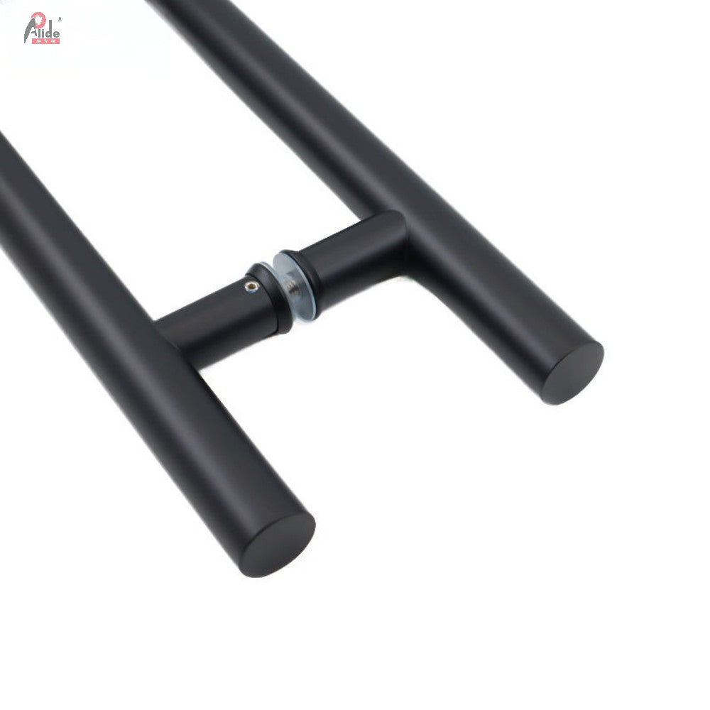 A969 Round Tube Glass Door Pull Handle - 201 Stainless Steel - Matte Black Finish