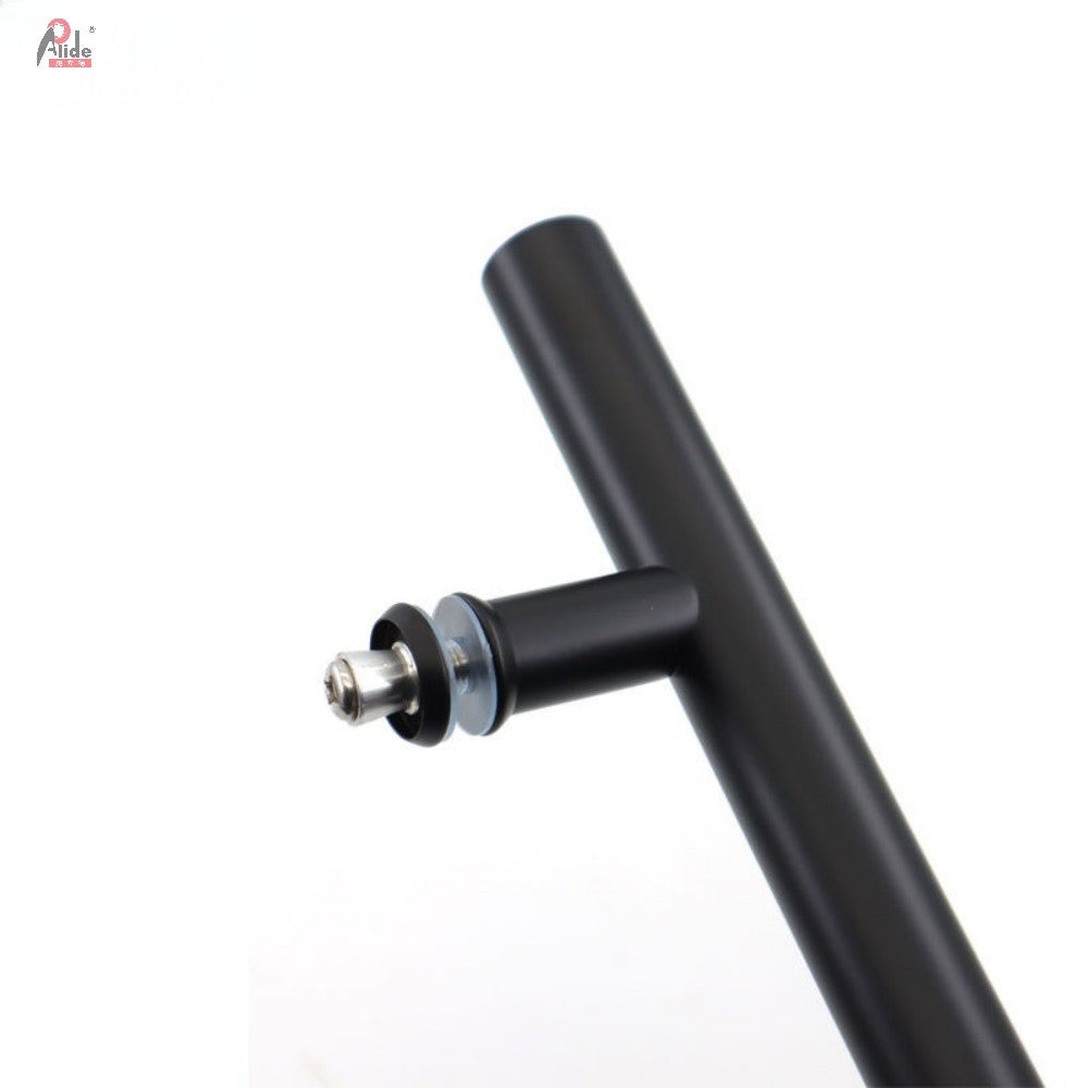 A969 Round Tube Glass Door Pull Handle - 201 Stainless Steel - Matte Black Finish