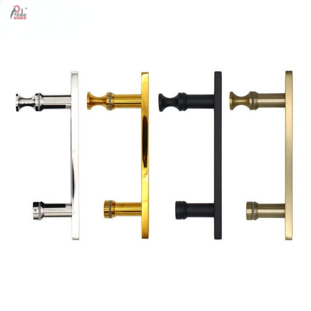 Brushed Brass Square Tube Single-Sided Glass Door Pull Handle with Backplate