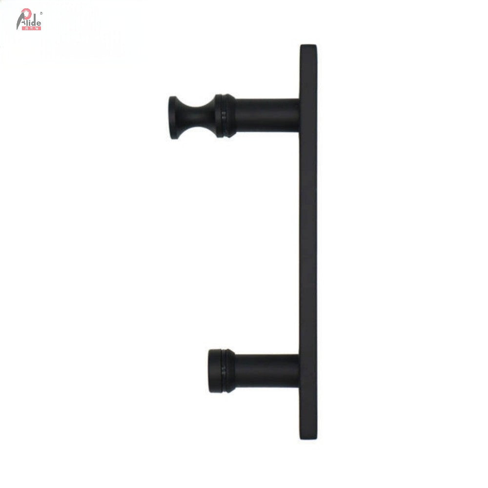 Brushed Brass Square Tube Single-Sided Glass Door Pull Handle with Backplate