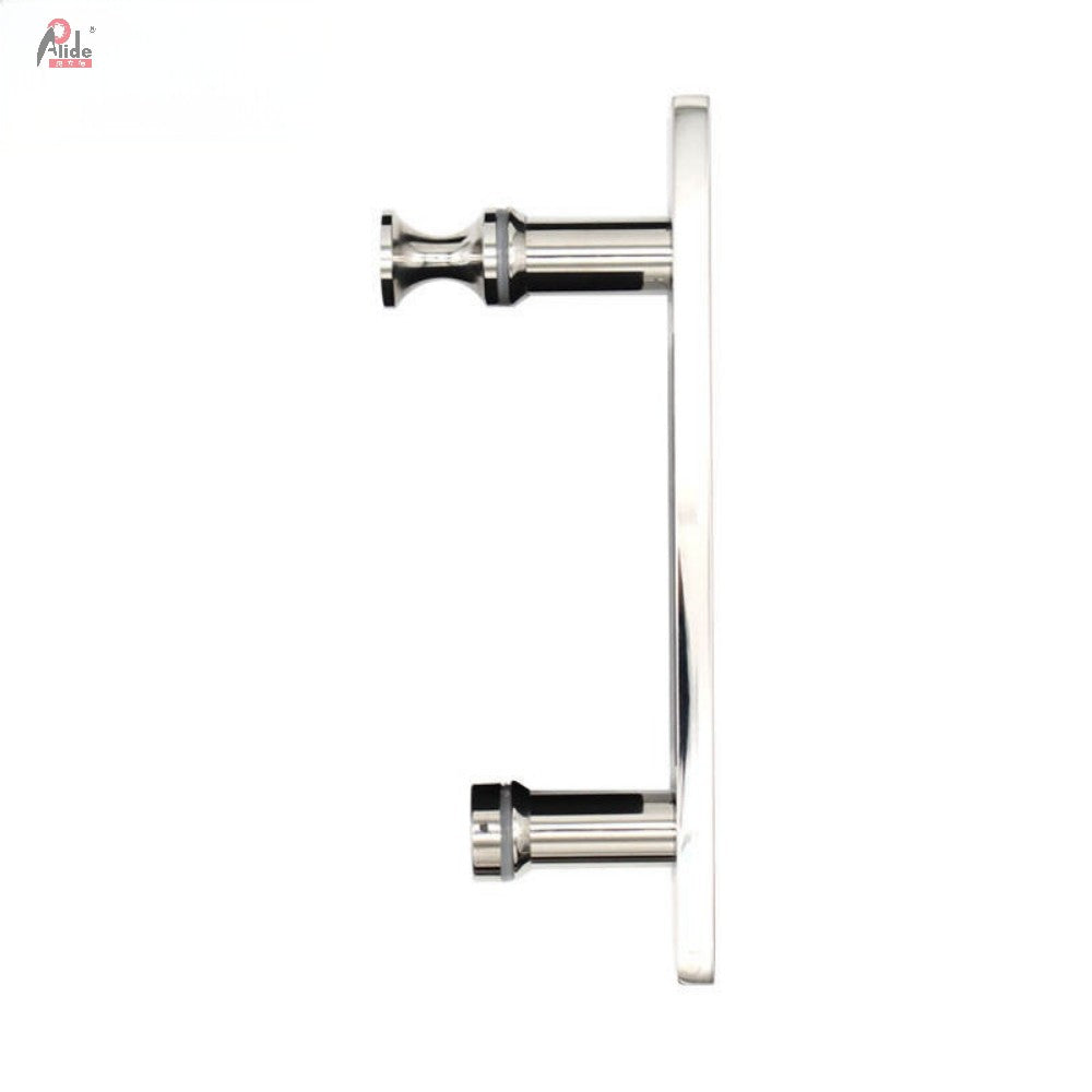 Brushed Brass Square Tube Single-Sided Glass Door Pull Handle with Backplate