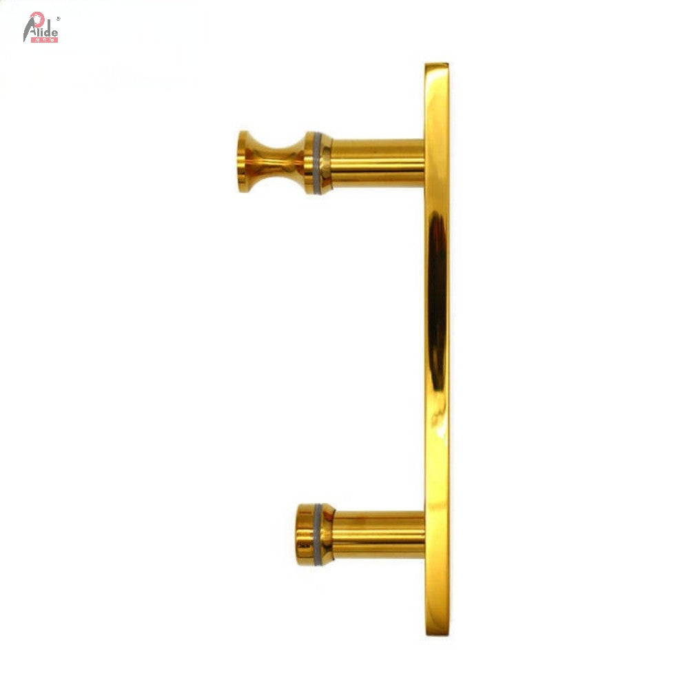 Brushed Brass Square Tube Single-Sided Glass Door Pull Handle with Backplate