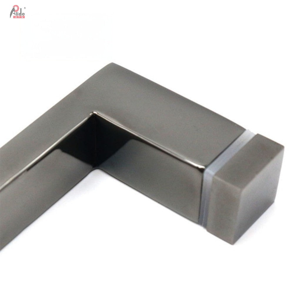 C222-13-25 Stainless Steel Square Tube Back-to-Back Glass Door Pull Handle Standard Mirror Clips No Side Hole
