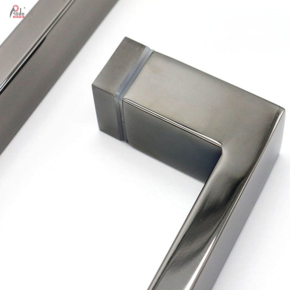 C222-13-25 Stainless Steel Square Tube Back-to-Back Glass Door Pull Handle Standard Mirror Clips No Side Hole