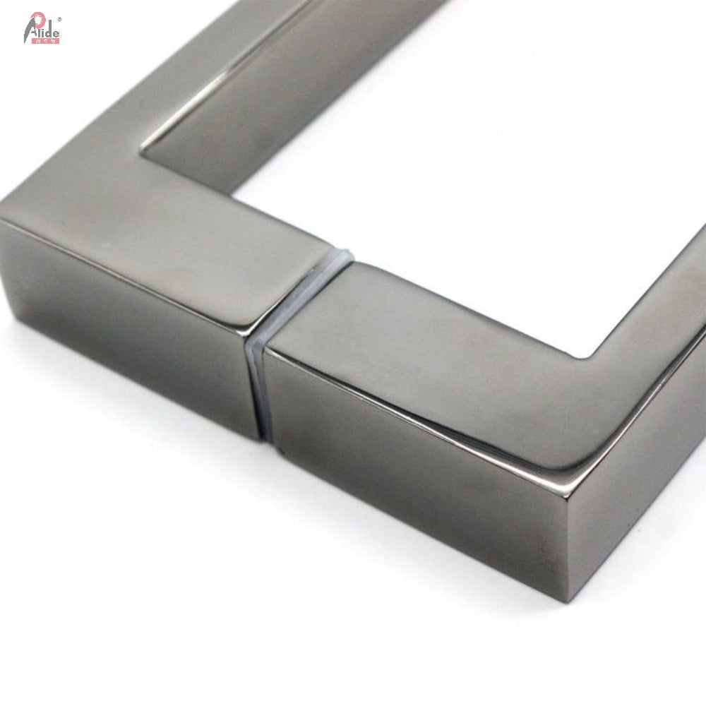 C222-13-25 Stainless Steel Square Tube Back-to-Back Glass Door Pull Handle Standard Mirror Clips No Side Hole