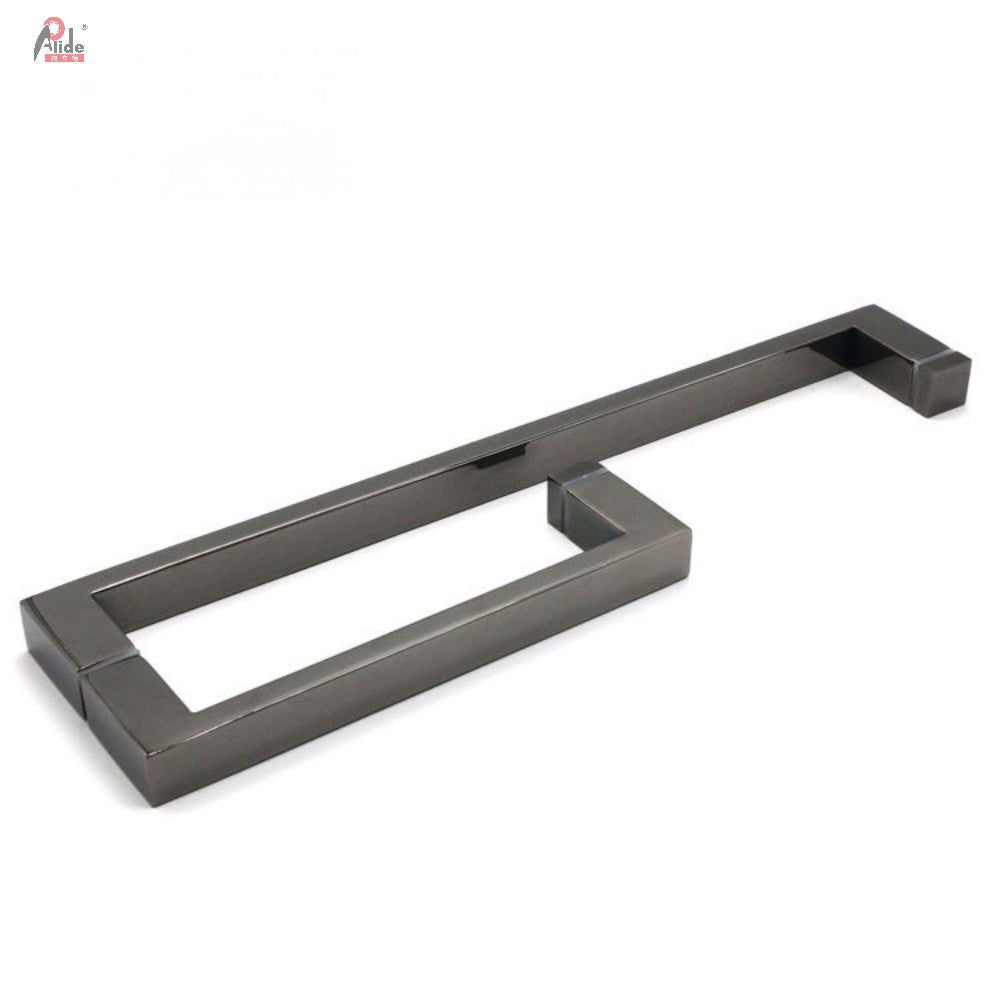 C222-13-25 Stainless Steel Square Tube Back-to-Back Glass Door Pull Handle Standard Mirror Clips No Side Hole