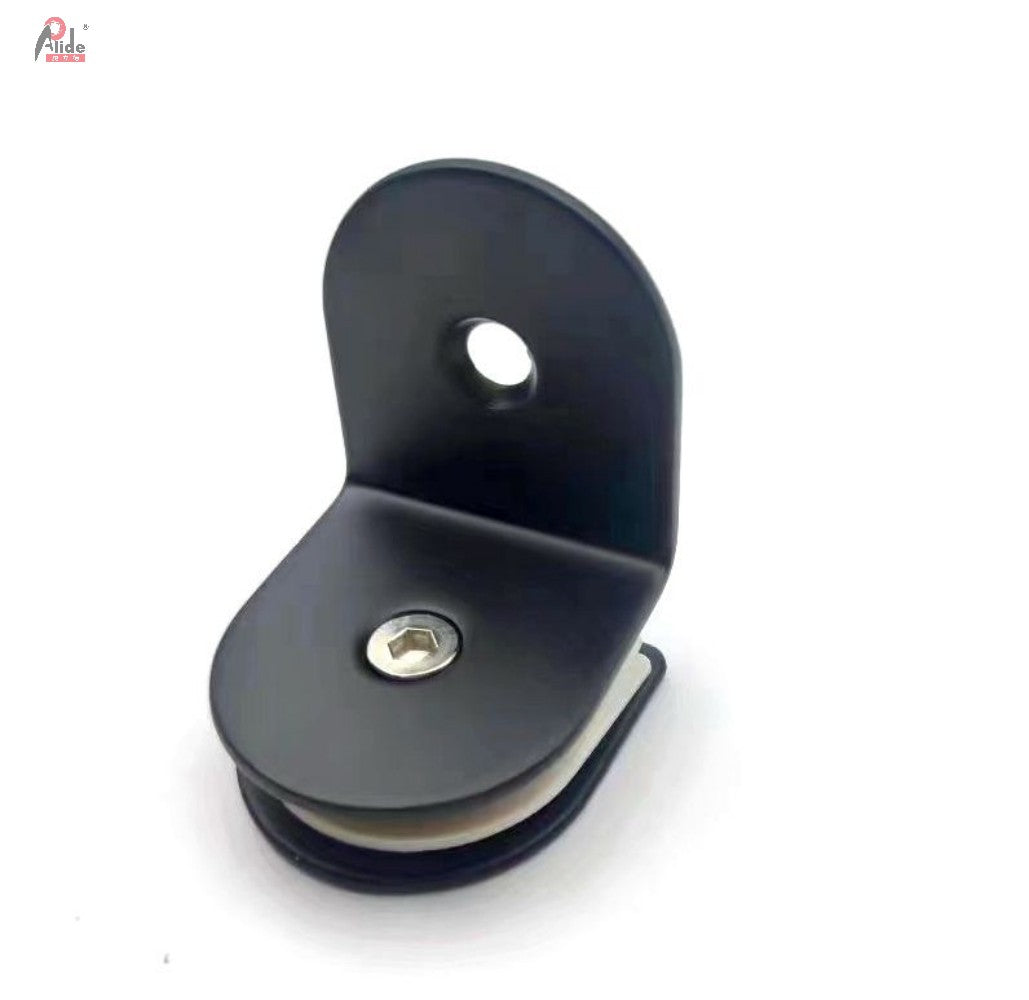 L-01 Matte Black L-Shaped Glass Clamp - Single Hole Stainless Steel Glass Shelf Bracket