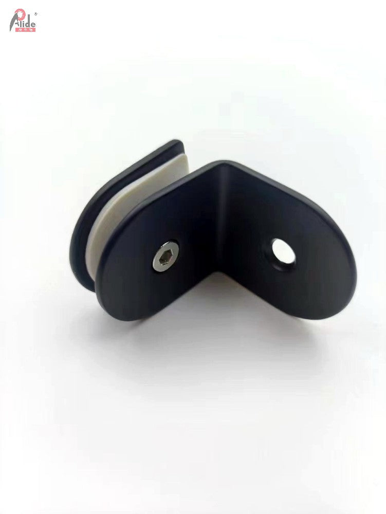 L-01 Matte Black L-Shaped Glass Clamp - Single Hole Stainless Steel Glass Shelf Bracket
